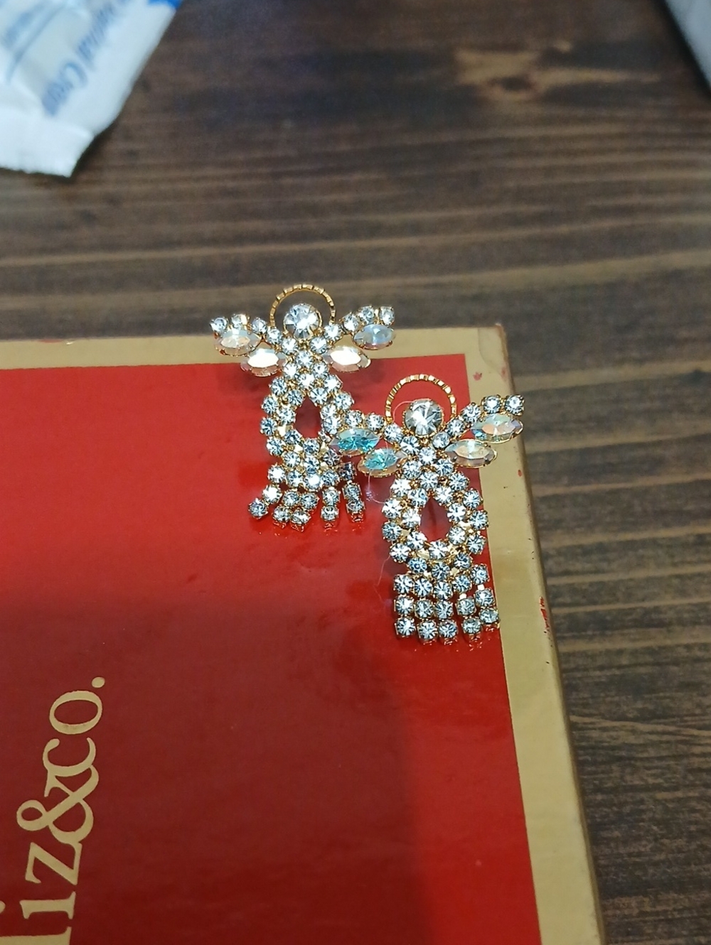 Gold Crystal Drop Earrings Angel